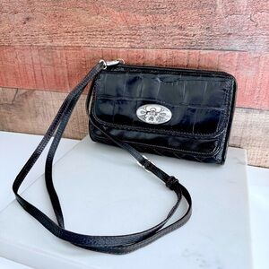Brighton Black Quilted Croc Leather Fifth Ave Shine Organizer